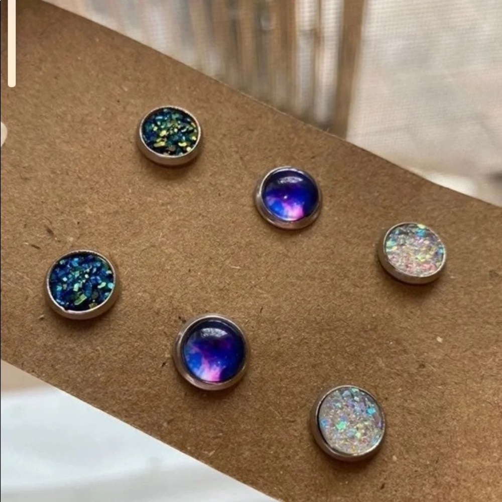 NEW Faux Druzy Stud Jewelry Earring Set